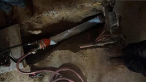 Damaged pipe being re-lined