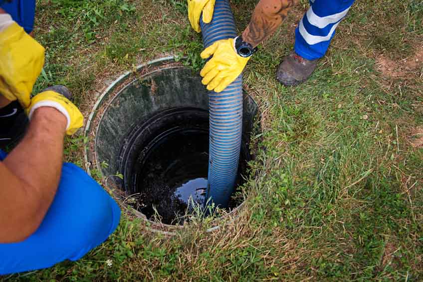Septic tank being cleaned