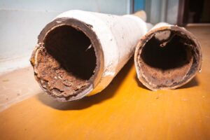 rotten cast iron sewer pipes
